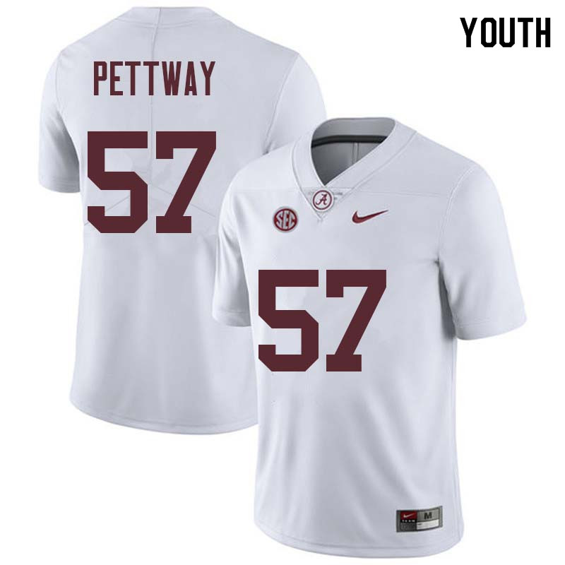 Youth #57 D.J. Pettway Alabama Crimson Tide College Football Jerseys Sale-White